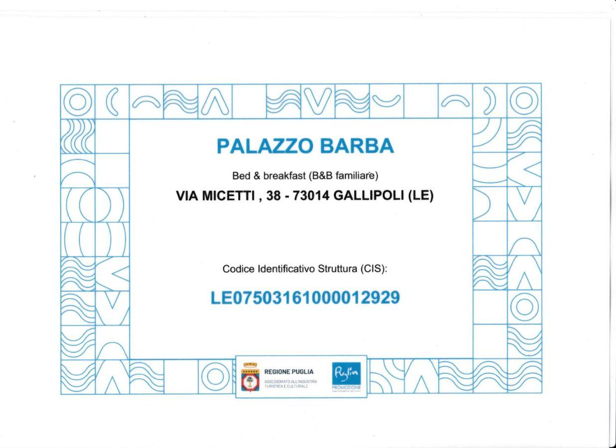 Palazzo Barba Panzió Gallipoli Kültér fotó